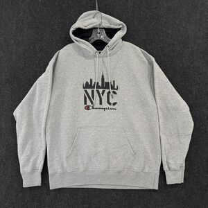 Champion Hoodie Mens XL Gray NYC Skyline Pullover Sweatshirt Athletic Streetwear